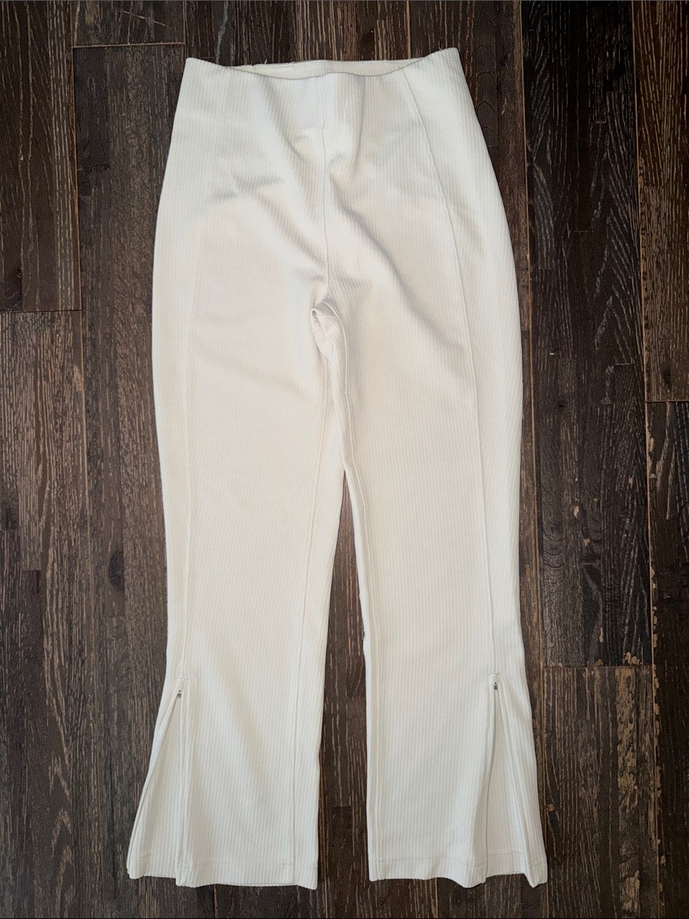 Lululemon Ivory  Ribbed Flare Zip Hem Pants